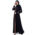 Elegant front open abaya with embroidery work- Navy Blue